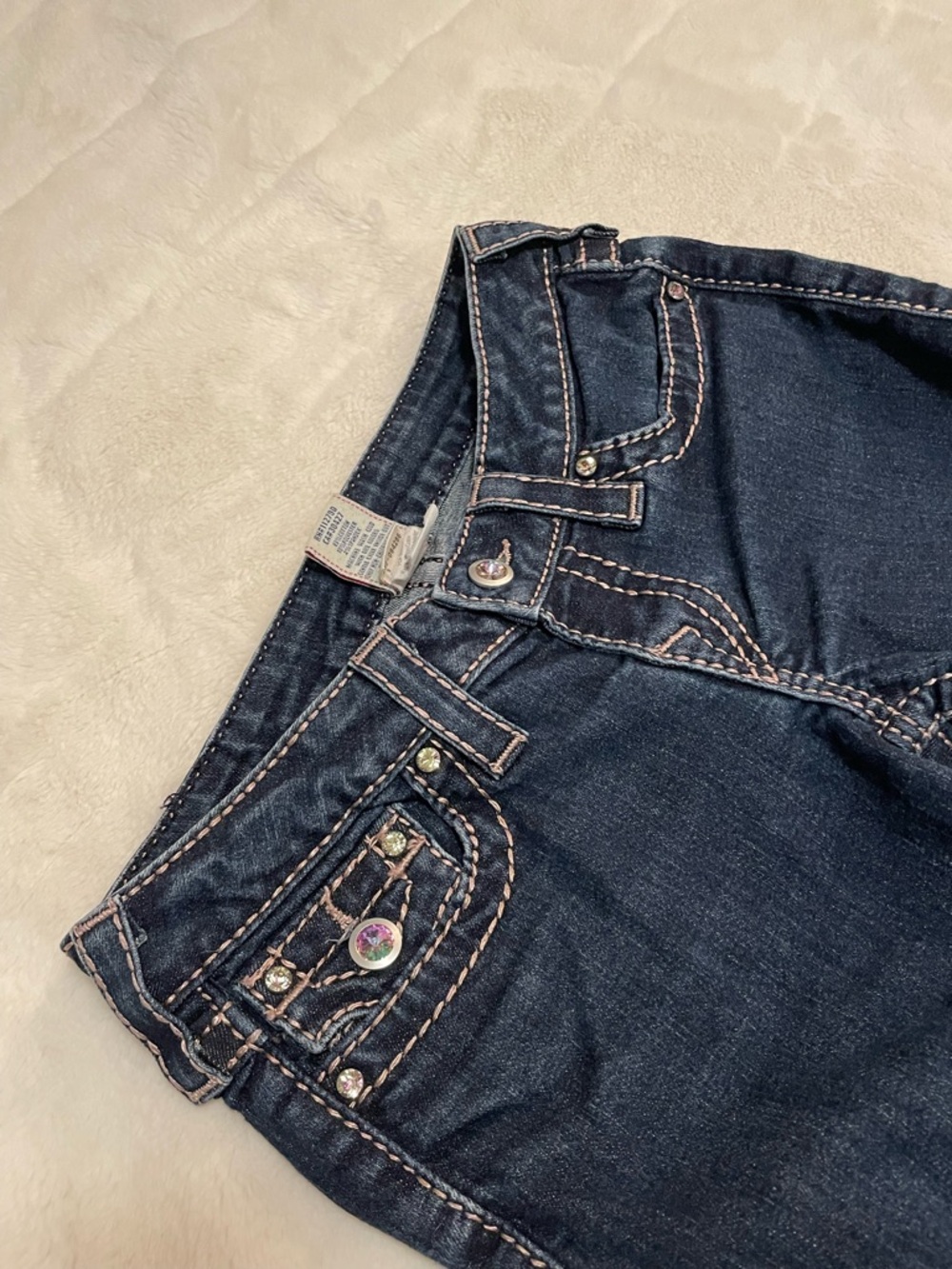 Pink contrast stitching and pink Swarovski crystals (super rare combo!!)